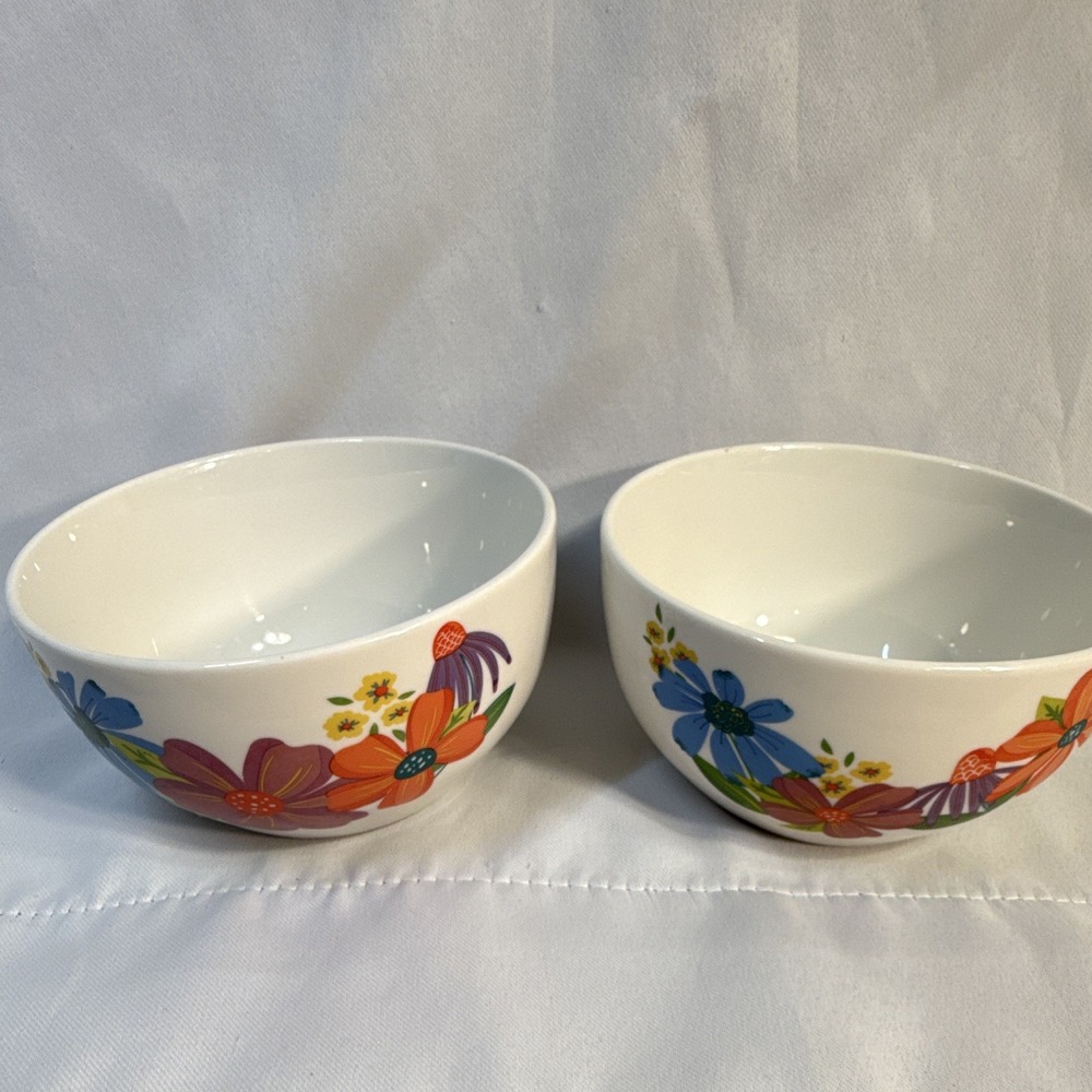 Royal Norfolk Floral Ceramic Cereal Bowls, 2-Piece Set, White/Multicolor 5"